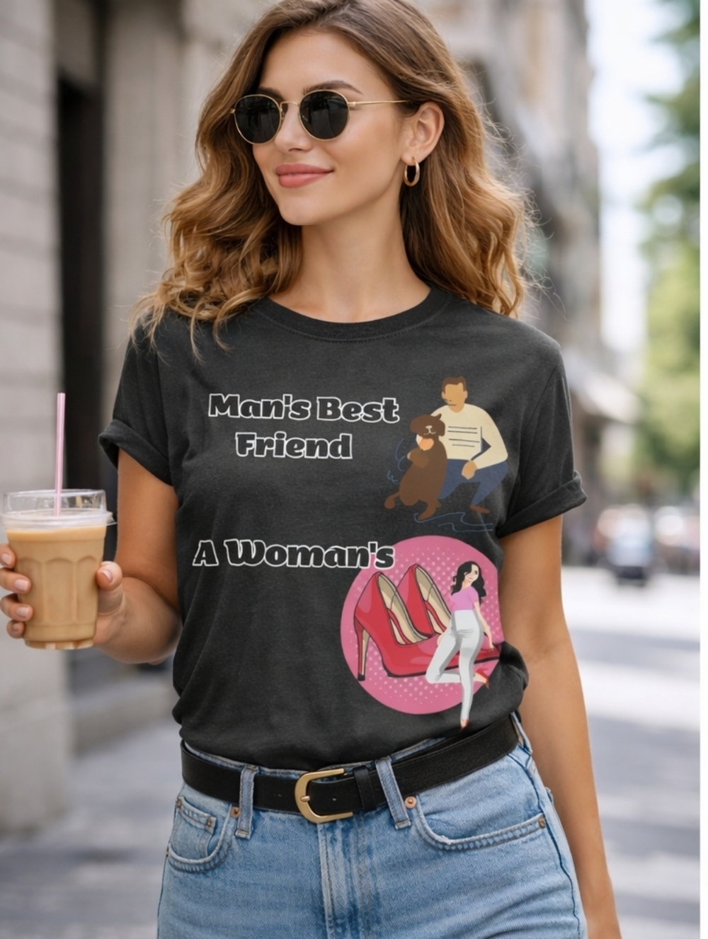 Women's Graphic Tee - Black "Man's Best Friend, A Woman's"